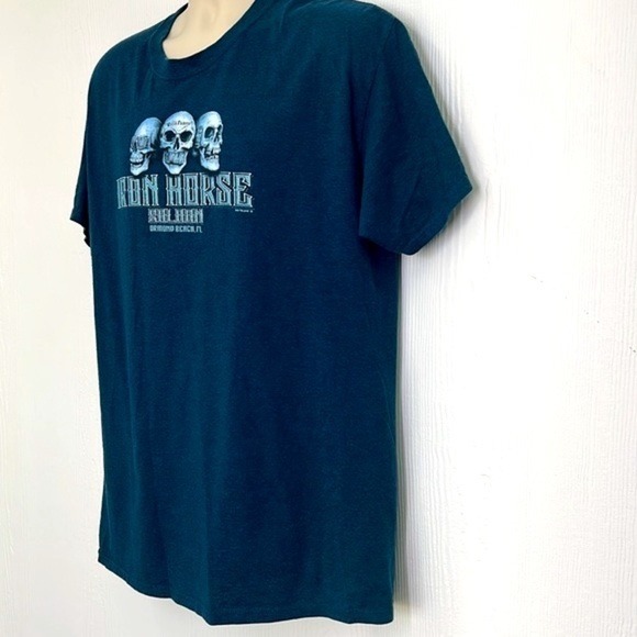 Gildan - 2018 Hear See Speak No Evil Skulls Iron Horse Saloon Ormond Beach Tee L - Picture 5 of 9